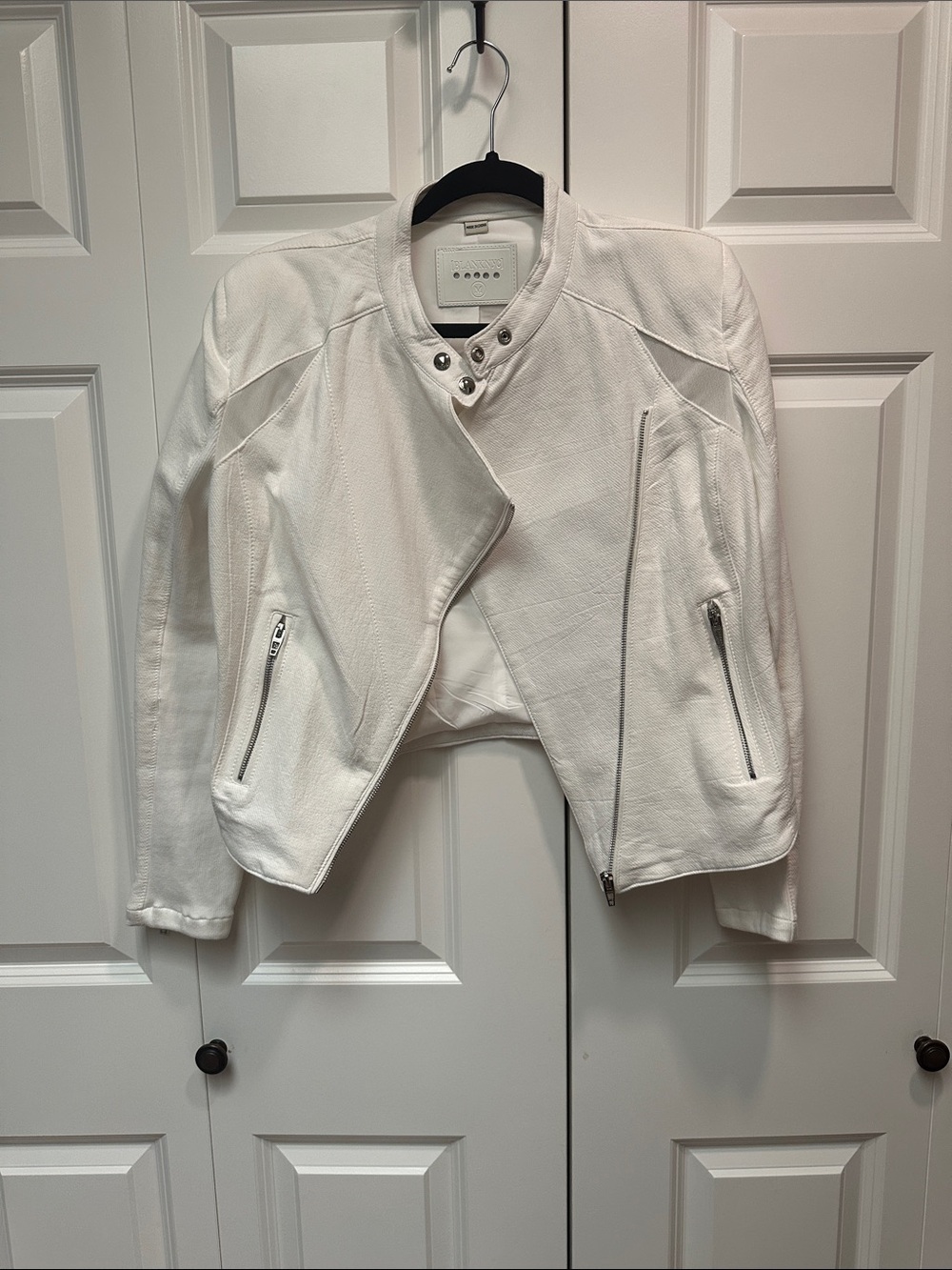 Blank NYC White Asymmetrical Moto Jacket